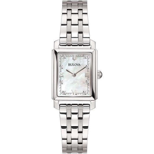Orologio Bulova Donna SUTTON TANK LADIES - Solo Tempo al Quarzo, Rettangolare con Diamanti, Acciaio - Codice: 96P244