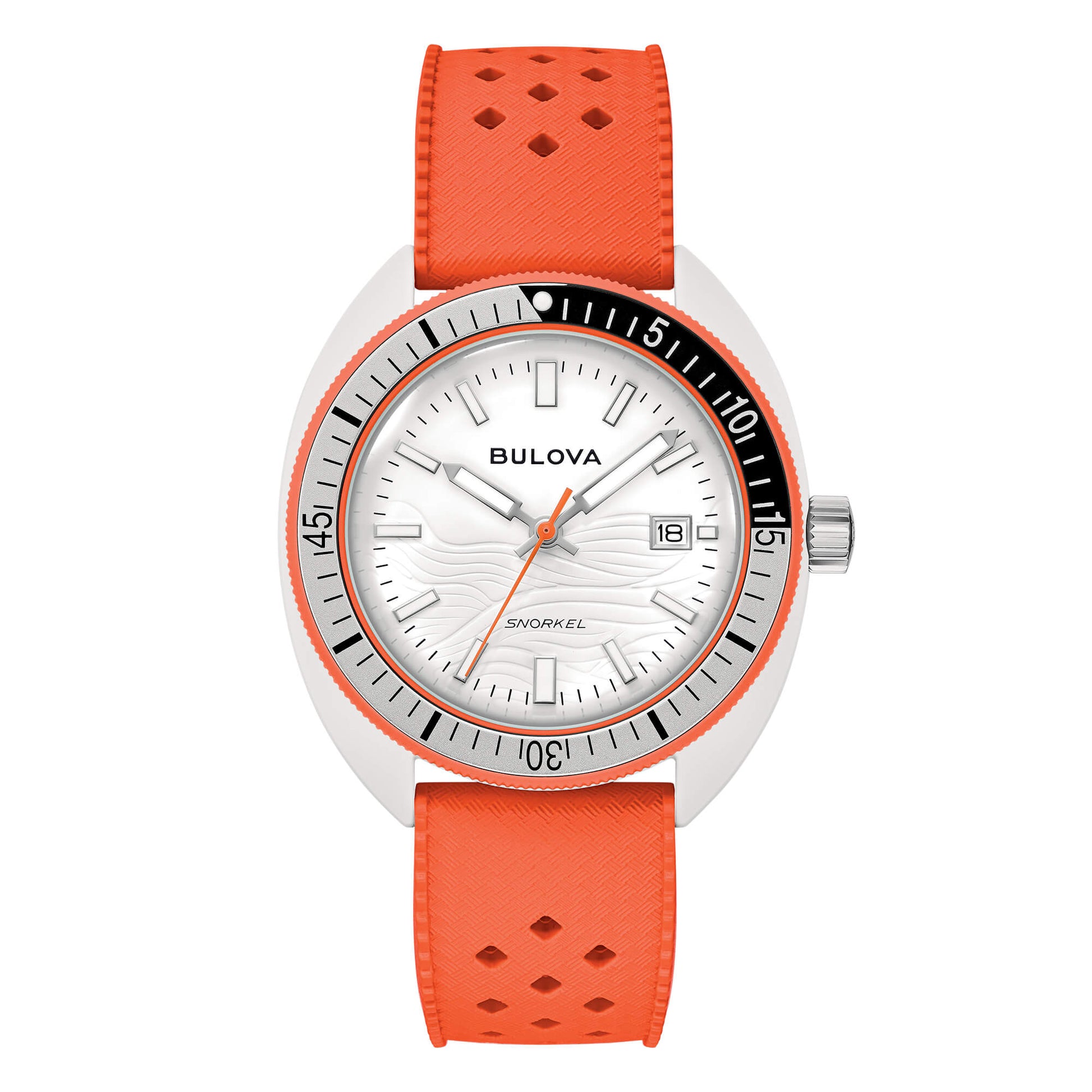 Orologio Bulova Snorkel - Quadrante Bianco, Cinturino Arancione - 98B448