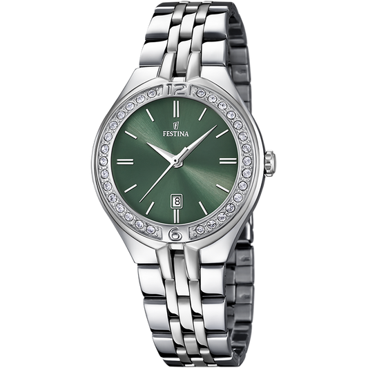 Orologio Donna Festina F16867/7 - Verde con Zirconi e Cinturino in Acciaio