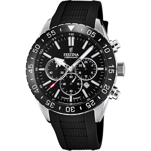 Orologio Uomo Festina Ceramic F20515/2 - Nero con Cronografo e Cinturino in Gomma