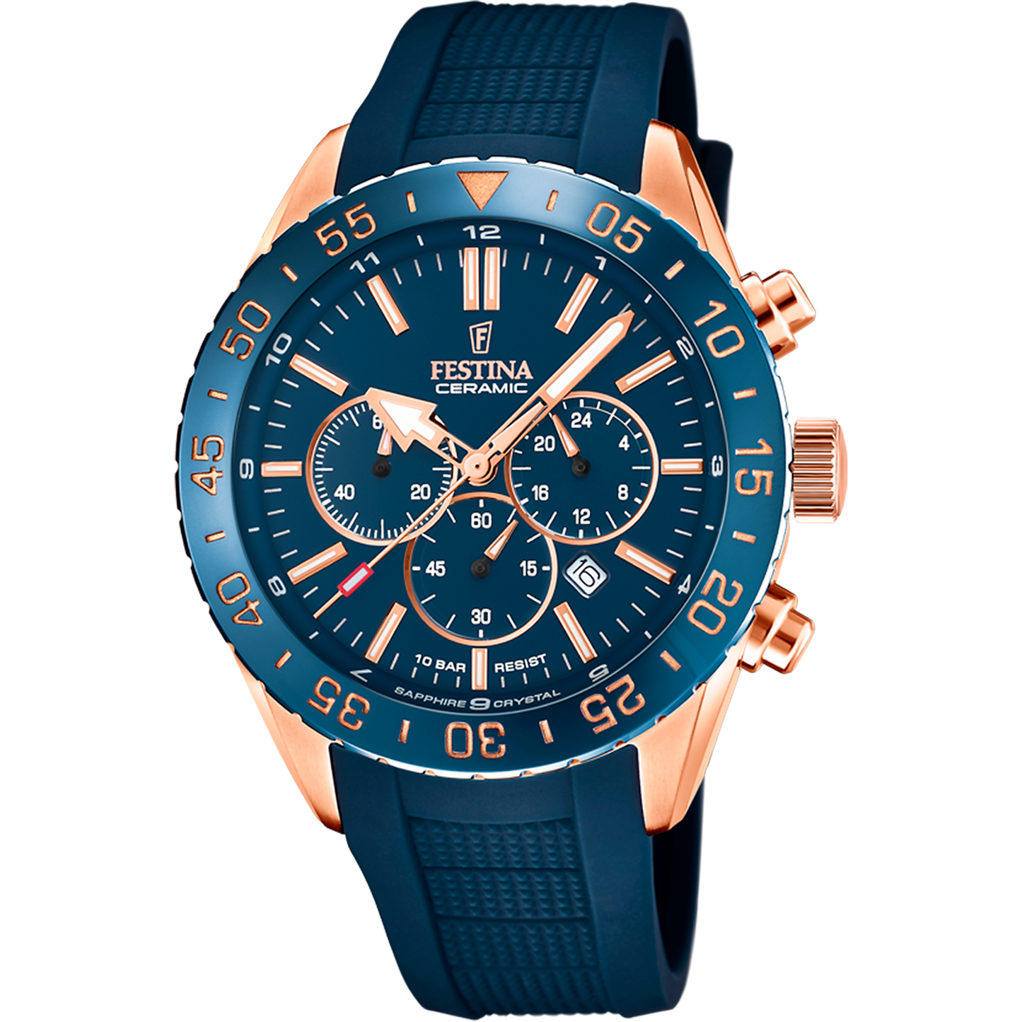 Orologio Uomo Festina Ceramic F20516/1 - Blu con Cronografo e Cinturino in Gomma