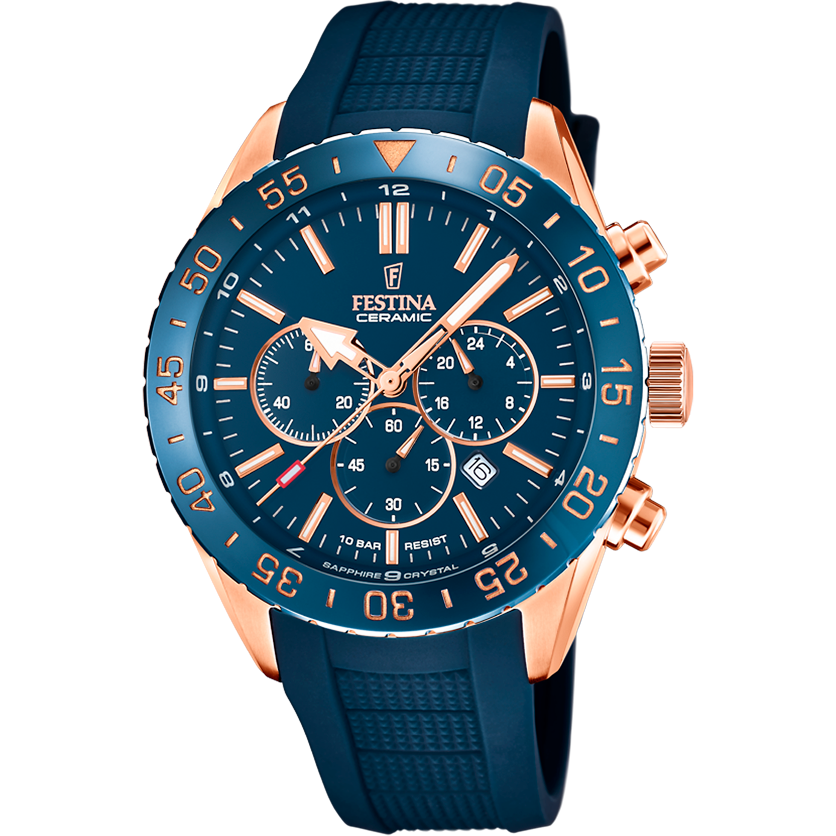 Orologio Uomo Festina Ceramic F20516/1 - Blu con Cronografo e Cinturino in Gomma