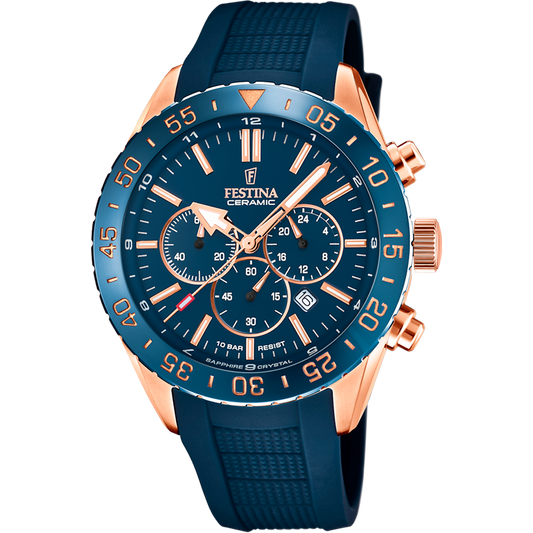 Orologio Uomo Festina Ceramic F20516/1 - Blu con Cronografo e Cinturino in Gomma