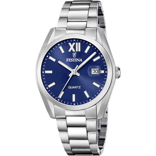 Orologio Uomo Festina Classico F20707/7 - Azzurro con Cinturino in Acciaio Inossidabile 316L