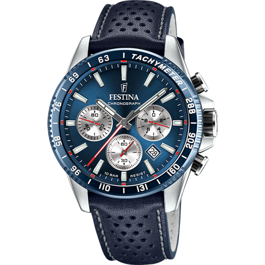 Orologio Uomo Festina F20561/2 - Blu con Cronografo e Cinturino in Pelle