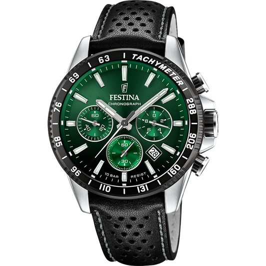 Orologio Uomo Festina F20561/5 - Verde con Cronografo e Cinturino in Pelle