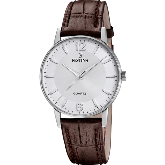 Orologio Uomo Festina F20690/2 - Bianco con Cinturino in Pelle Marrone