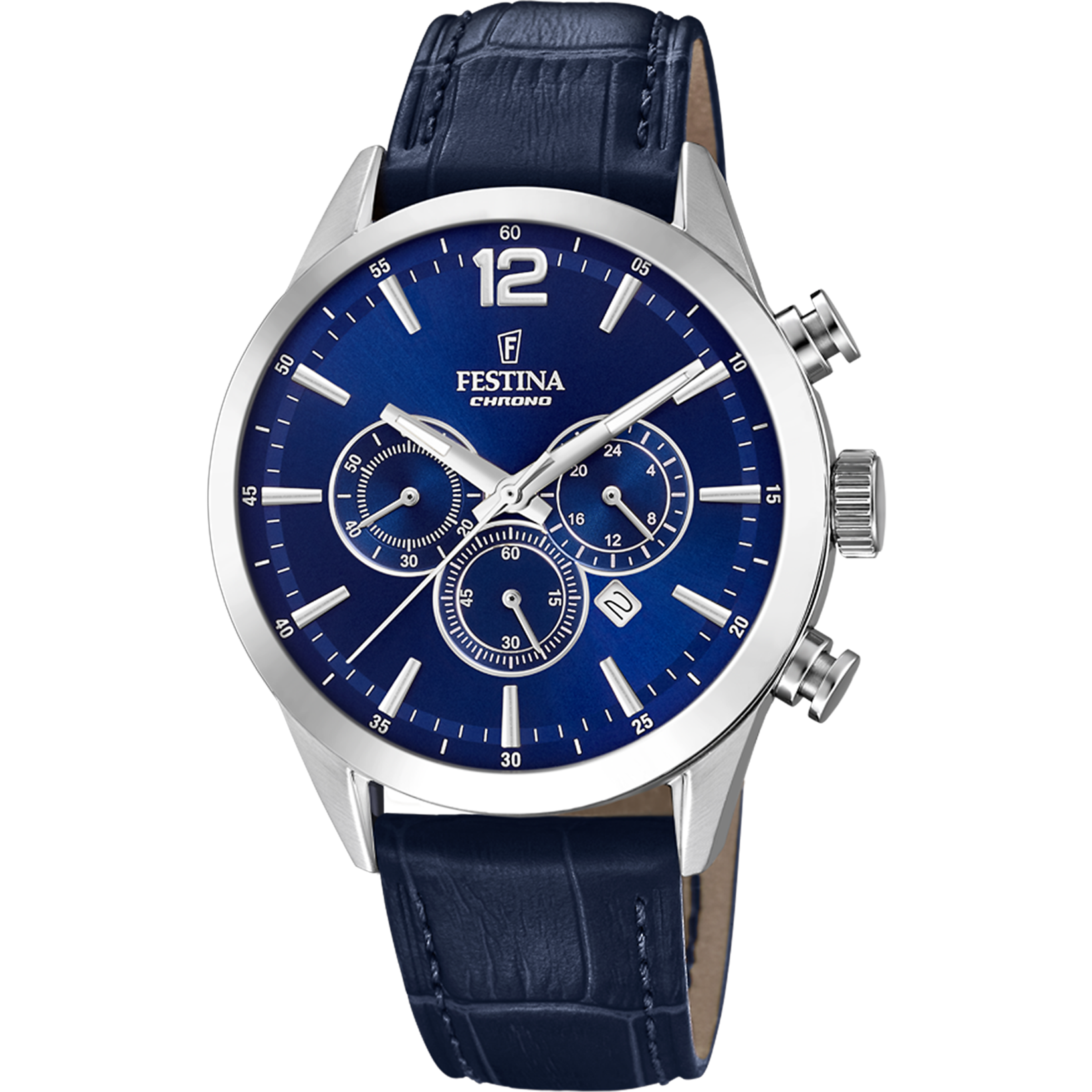 Orologio Uomo Festina Timeless Chronograph F20542/2 - Blu con Cronografo e Cinturino in Pelle