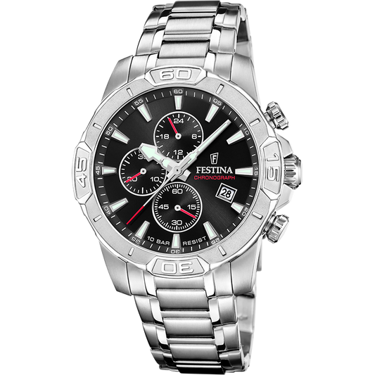 Orologio Uomo Festina Timeless Chronograph F20704/3 - Nero con Cinturino in Acciaio Inossidabile