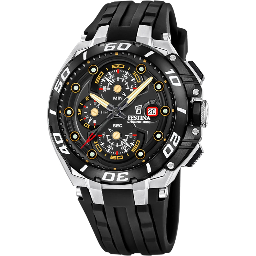 Orologio cronografo uomo Festina Chrono Bike F20755/8 in acciaio inossidabile con quadrante sportivo - Alfano Gioielli Gioielleria Palermo.