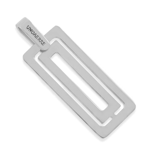 Pendente UNOAERRE Targa Rettangolare in Bronzo Argentato | Collezione Fashion Uomo 2543