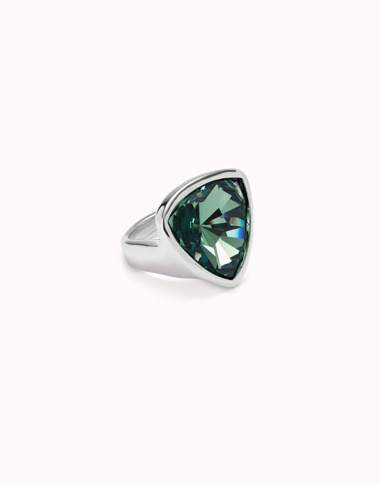 Uno de 50 Anello Triangolare Verde Placcato Argento Sterling ANI0838