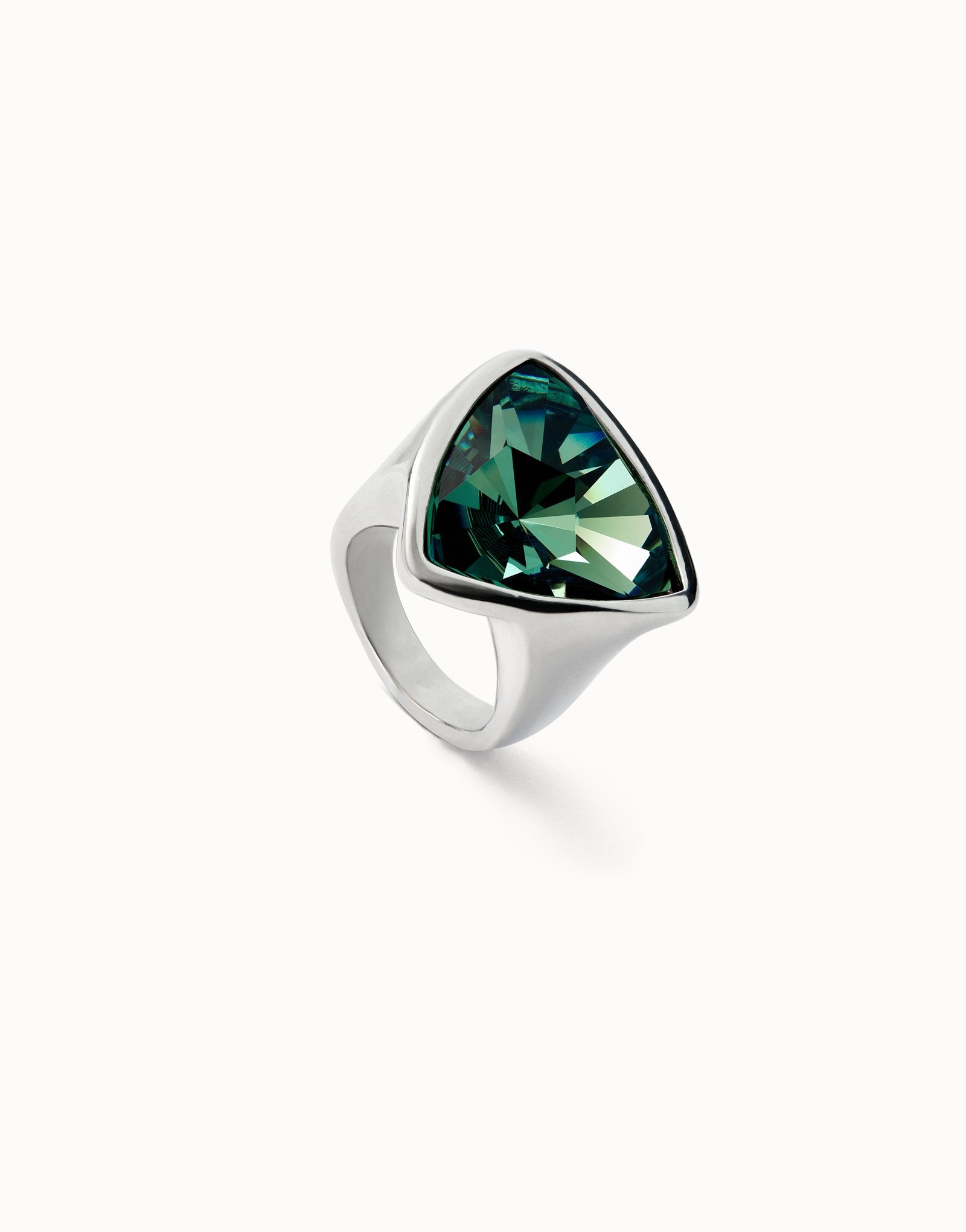 Uno de 50 Anello Triangolare Verde Placcato Argento Sterling ANI0838