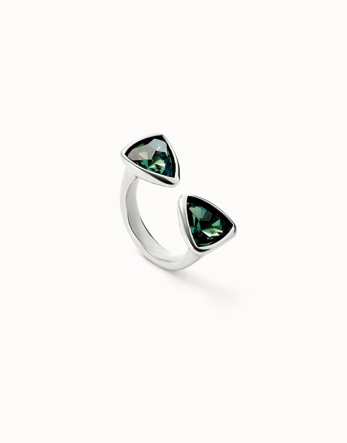 Uno de 50 Anello con Cristalli Verdi Triangolari - ANI0834