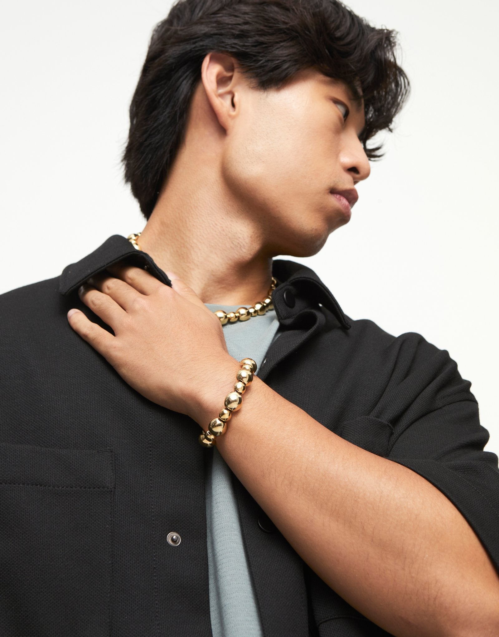 Uno de 50 Bracciale Ser Intrépida in Cuoio e Perline Oro 18K - PUL2532_DORADO
