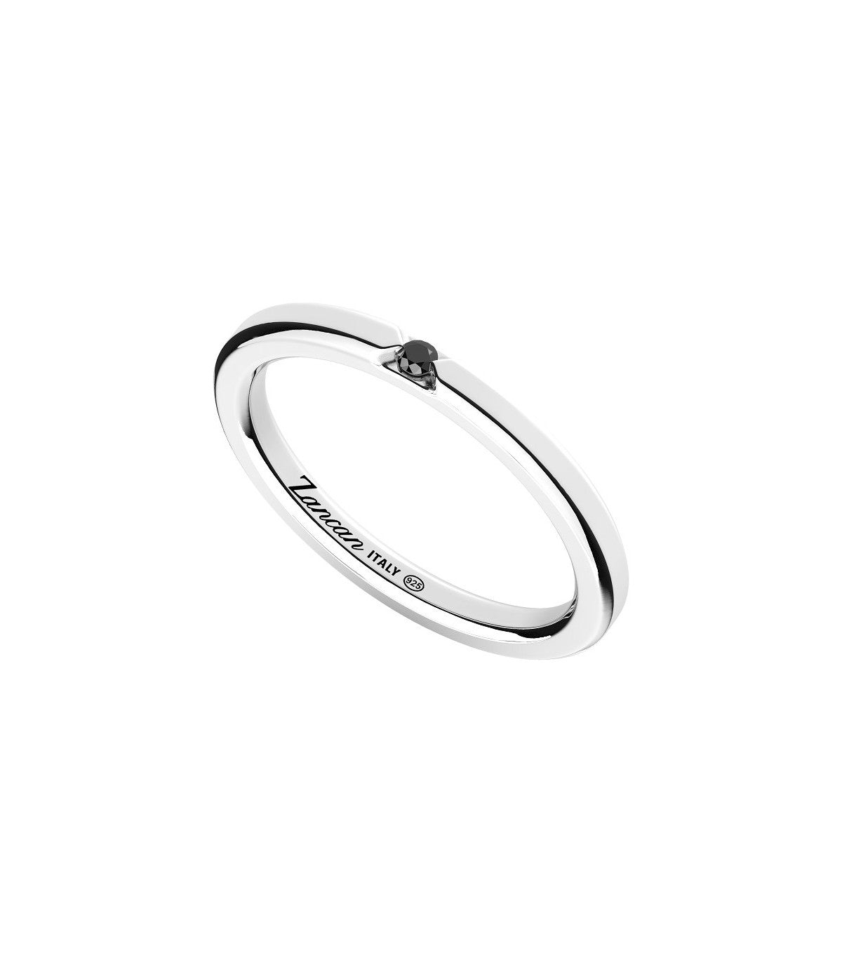 Zancan Anello Uomo in Argento 925 con Spinello Nero ESA103-NE