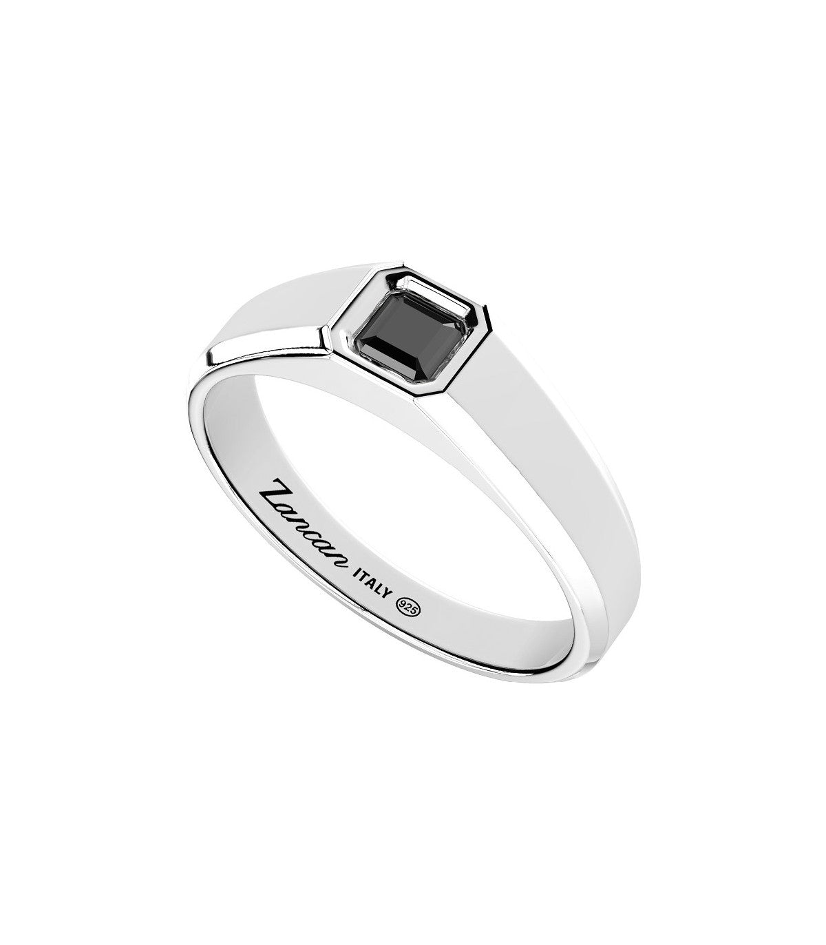 Zancan Anello Uomo in Argento 925 con Spinello Nero ESA108-NE