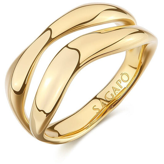 Anello multiplo a tre fasce Sagapò Emotion SMO32B in acciaio anallergico con finitura PVD oro giallo - Alfano Gioielli Palermo.