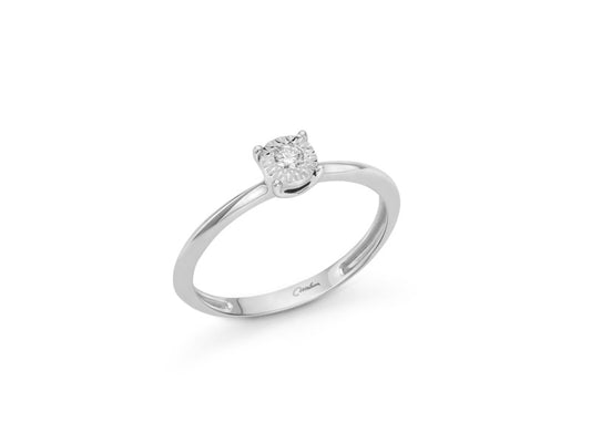 Anello Solitario Miluna Riflessi - Oro Bianco 18kt e Diamante - LID3223