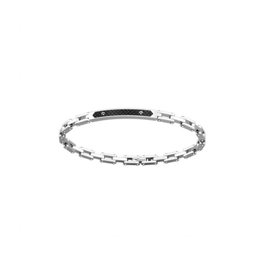 Bracciale Uomo Zancan Hi-Teck: Acciaio 316L, Inserto Nero e Viti in Oro Rosa 18kt EHB256