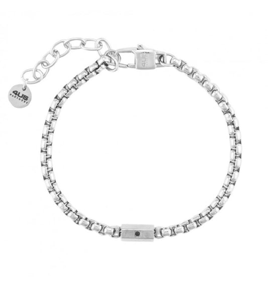 Bracciale Uomo 4US Cesare Paciotti in Acciaio con Zircone Nero - 4UBR7015
