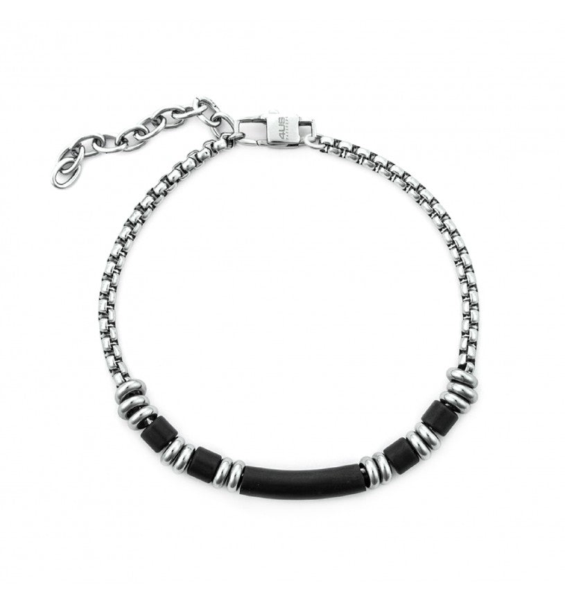 Bracciale Uomo 4US Cesare Paciotti in Acciaio Rodiato con Tubi Neri - 4UBR7526