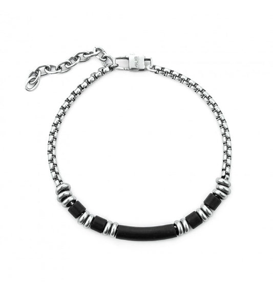 Bracciale Uomo 4US Cesare Paciotti in Acciaio Rodiato con Tubi Neri - 4UBR7526