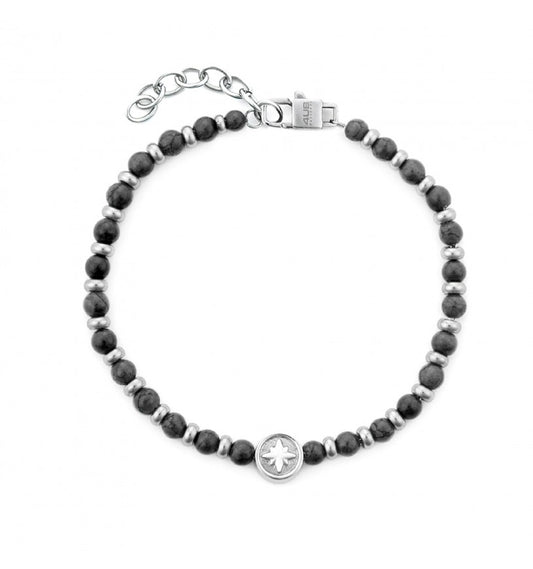 Bracciale Uomo 4US Cesare Paciotti in Acciaio Rodiato con Sfere in Onice Nera - 4UBR7542