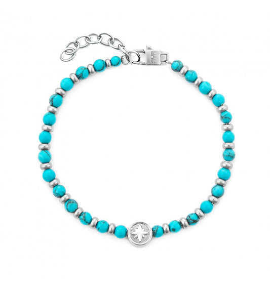 Bracciale Uomo 4US Cesare Paciotti in Acciaio Rodiato con Sfere in Occhio di Turchese - 4UBR7543