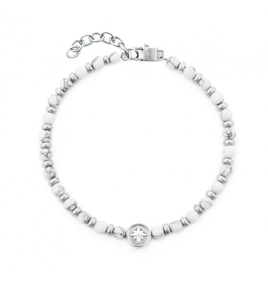 Bracciale Uomo 4US Cesare Paciotti - Acciaio con Occhio di Turchese Bianco e Rosa dei Venti 4UBR7544
