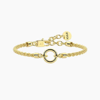 Base per bracciale componibile Kidult Duetto 732406 in acciaio PVD oro giallo con catena corda e link centrale per charm - Alfano Gioielli Palermo.