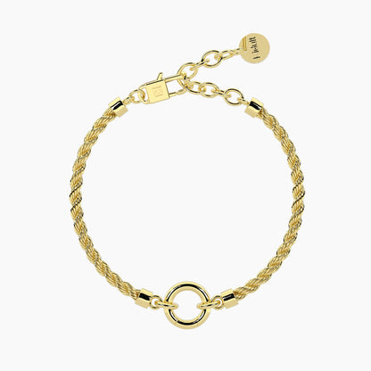 Base per bracciale componibile Kidult Duetto 732406 in acciaio PVD oro giallo con catena corda e link centrale per charm - Alfano Gioielli Palermo.
