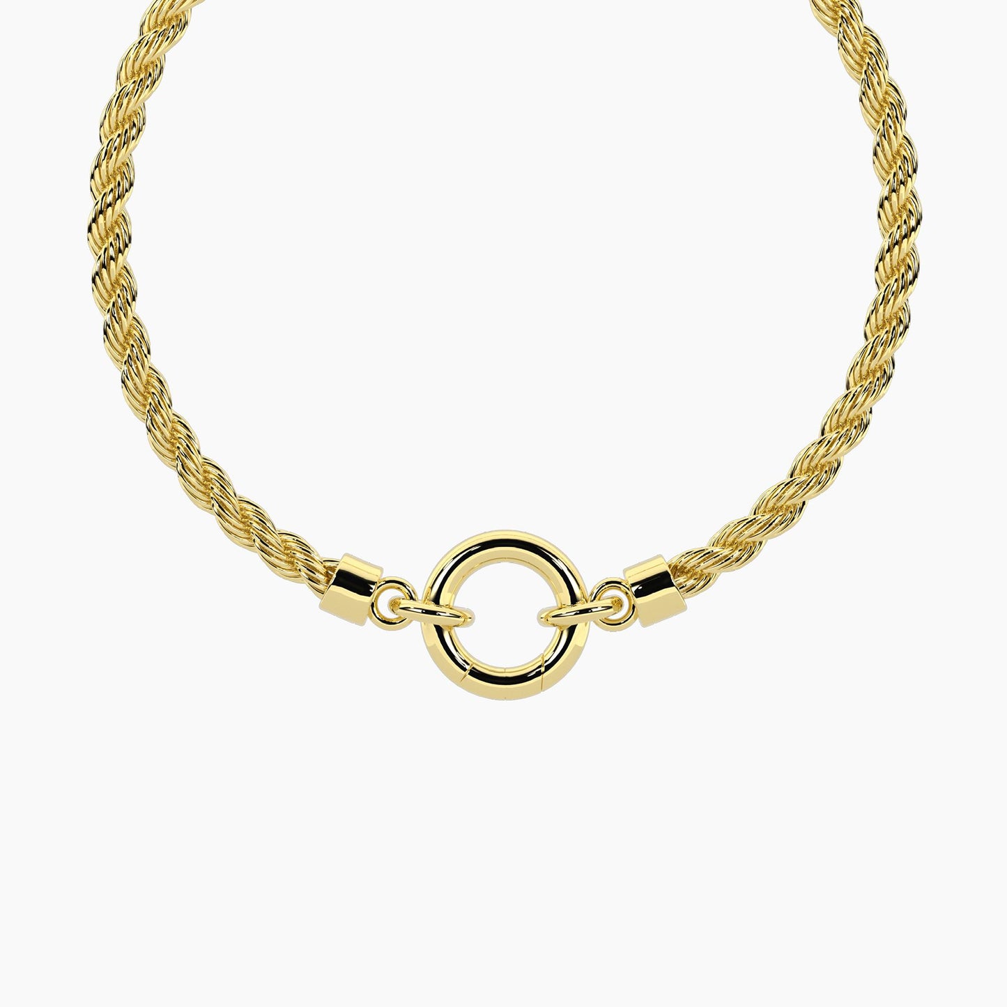 Base per bracciale componibile Kidult Duetto 732406 in acciaio PVD oro giallo con catena corda e link centrale per charm - Alfano Gioielli Palermo.