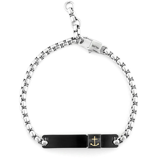 Bracciale Uomo 4US Cesare Paciotti - Acciaio con Targa, Oro 18kt e Ancora - 4UBR6945