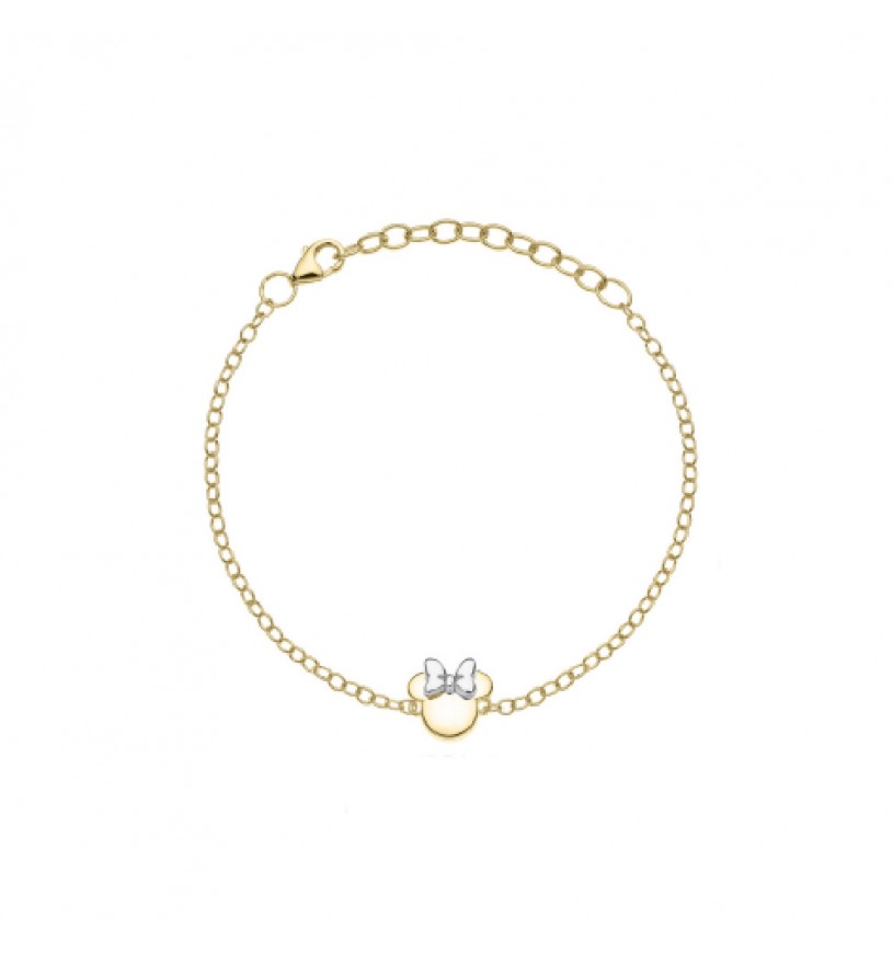 Bracciale in argento 925 Disney Minnie con sagoma centrale in pavé di zirconi bianchi - Alfano Gioielli Gioielleria Palermo.