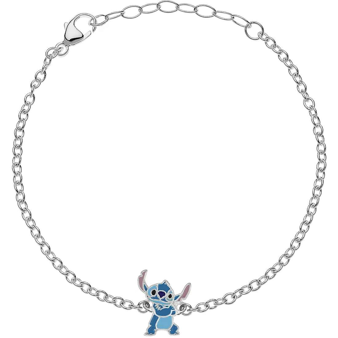 Bracciale a catenina in argento 925 con pendente di Stitch smaltato azzurro - Alfano Gioielli Gioielleria Palermo.