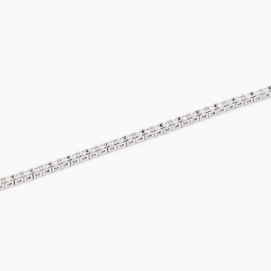 Bracciale tennis Mabina in argento 925 con alternanza di zirconi bianchi taglio baguette e zirconi bianchi tondi.
