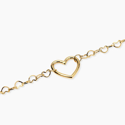 Bracciale Kidult Style 64 831216 in acciaio PVD oro giallo con catena a maglia di cuori e pendente centrale - Alfano Gioielli Palermo.
