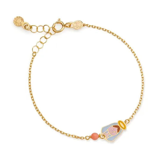 Bracciale per bambino leBebé PrimeGioie in oro giallo con ciondolo a forma di Madonnina - Alfano Gioielli Gioielleria Palermo.