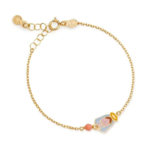 Bracciale per bambino leBebé PrimeGioie in oro giallo con ciondolo a forma di Madonnina - Alfano Gioielli Gioielleria Palermo.
