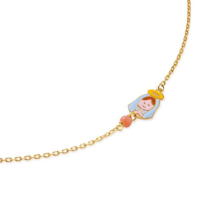 Bracciale per bambino leBebé PrimeGioie in oro giallo con ciondolo a forma di Madonnina - Alfano Gioielli Gioielleria Palermo.