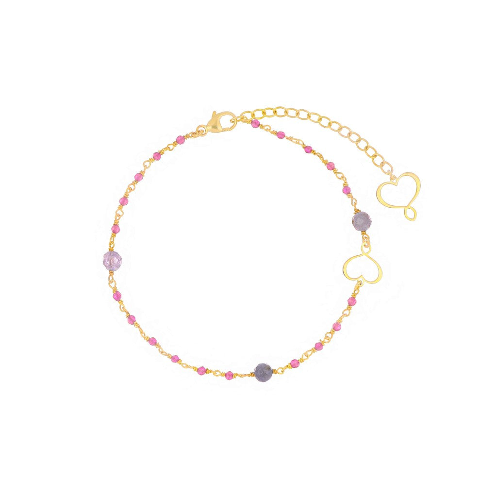 Bracciale stile rosario Maman et Sophie in argento 925 dorato con pietre naturali di rubellite e tanzanite - Alfano Gioielli Gioielleria Palermo.