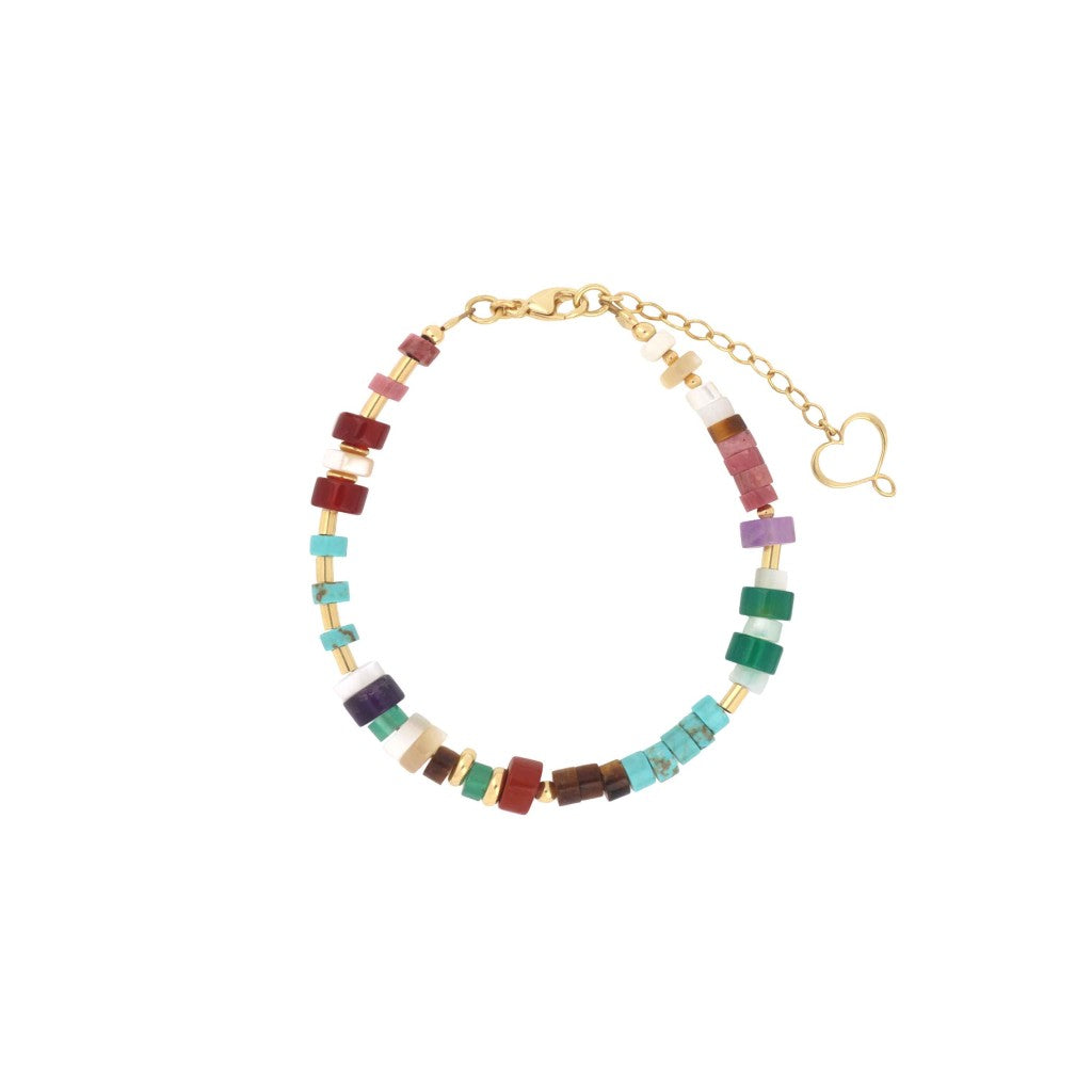 Bracciale in argento 925 dorato Maman et Sophie con pendente Rosa dei Venti e pietre naturali colorate - Alfano Gioielli Gioielleria Palermo.