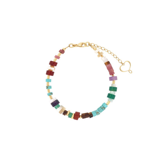 Bracciale in argento 925 dorato Maman et Sophie con pendente Rosa dei Venti e pietre naturali colorate - Alfano Gioielli Gioielleria Palermo.