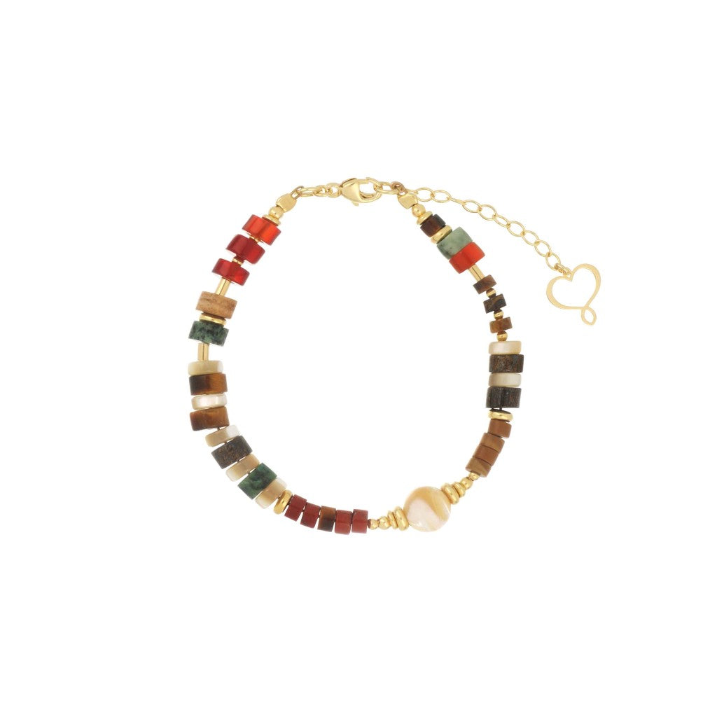 Bracciale in argento 925 dorato Maman et Sophie con elemento centrale sferico traforato e piccola pietra di luna - Alfano Gioielli Gioielleria Palermo.