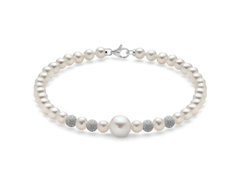 Bracciale Miluna Perle Boule e Fantasia - Oro Bianco 18kt e Perle - PBR1409V