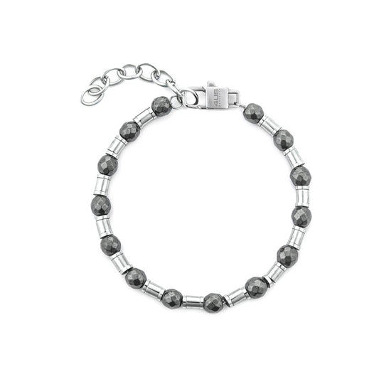 Bracciale Uomo 4US Cesare Paciotti in Acciaio Rodiato con Sfere in Ematite - 4UBR7536