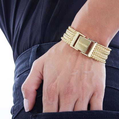 Bracciale Unoaerre collezione Bronze in bronzo dorato 24K con maglia geometrica a scaletta - Alfano Gioielli Gioielleria Palermo.