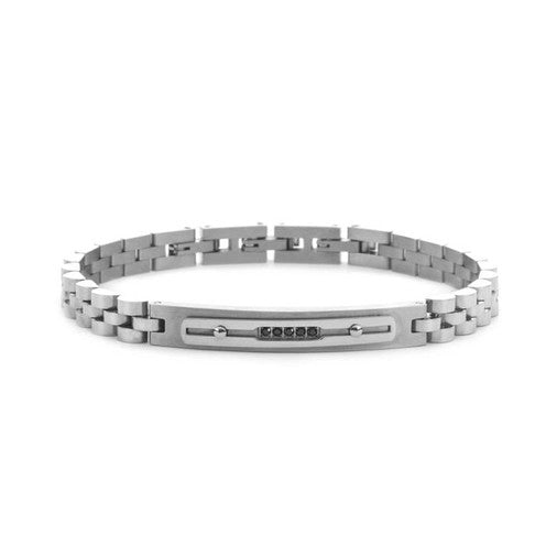 Bracciale Uomo 4US Cesare Paciotti Steel - Acciaio con Zirconi Neri - 4UBR7829