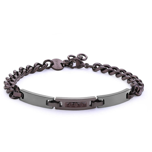 Bracciale maschile a catena Sagapò Titan STI16 in acciaio 316L con finitura bicolore PVD nero e canna di fucile - Alfano Gioielli Palermo.
